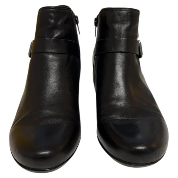 Naturalizer Short Ankle Black Leather Boots (8) - Picture 3 of 4